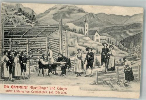 Obersteirer Alpensänger und Tänzer Volksmusik 1906 Künstlerkarte