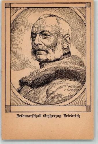 sign. Karl Bauer Feldmarschall Erzherzog Friedrich Federzeichnung