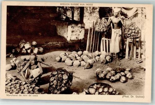 1915 Marchand de noix de coco Beruf Mission Suisse aux Indes Marktszene