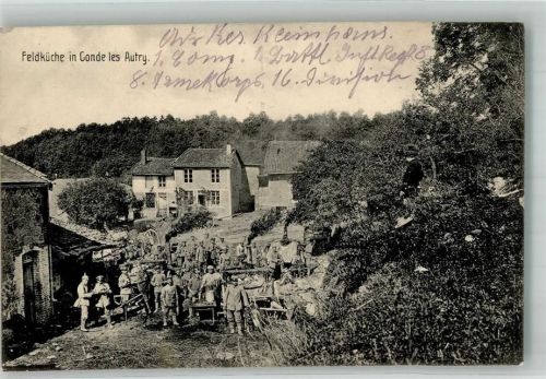 36100 Conde 1915 Foto AK Feldpost WK I 16. Inf.Div. Feldküche