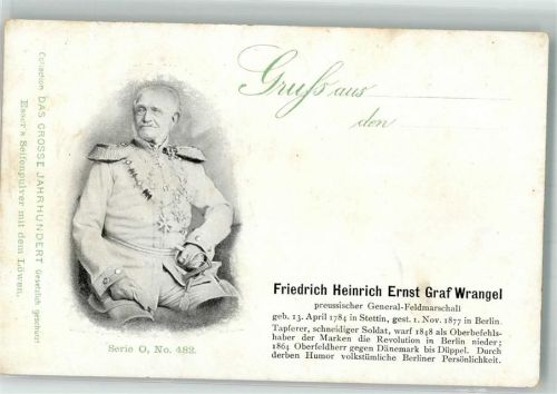 1900 Friedrich Heinrich Ernst Graf Wrangel Feldmarschall Das Grosse Jahrhundert Serie O Nr. 482