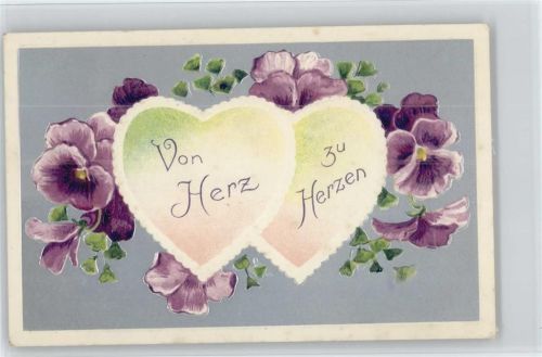 Zwei Herzen mit Veilchen