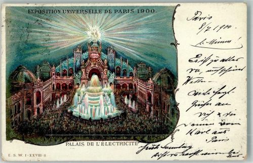 Paris Exposition 1900 Palais de Electricite Lithographie
