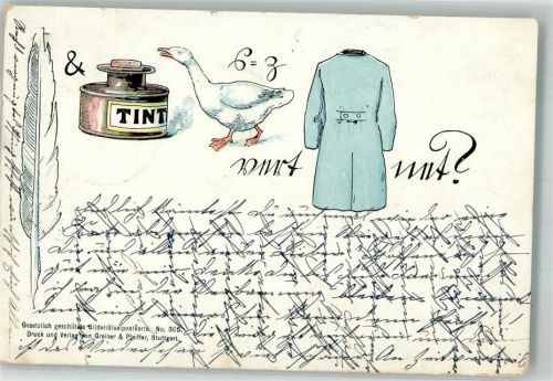 1899 Bilderrätselpostkarte No. 306 Verlag Greiner u. Pfeiffer