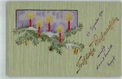 1900 Tannenzweig mit Kerzen und Tannenzapfen + Adelskorrespondenz