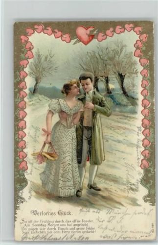 Serie 220 - Verlornes Glück - Herzen Girlande - 1903 Litho AK
