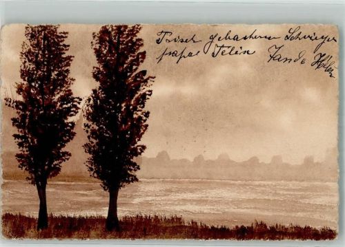 1911 Schablonenmalerei Landschaft am See