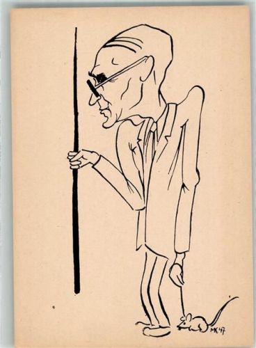 1947 Humor Karikatur Mann mit einer Maus sign. MK