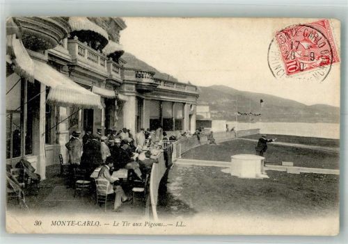Monte Carlo 1910 Schützenhaus Schießstand Briefmarke bidlseitig