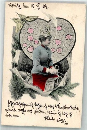 Reiterin Schmetterling Herz Reiten 1902