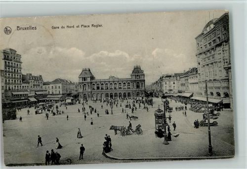 Gare du Nord et Place Rogler , Litfaßsäule , Straßenbahn ca 1915 AK