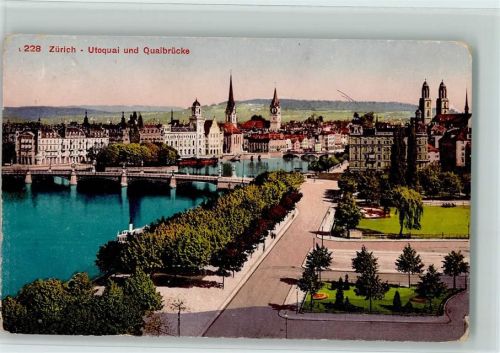 Zürich Utoquai und Quaibrücke