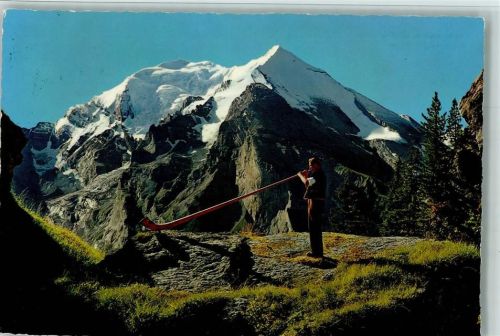 Alphornbläser bei Kandersteg ca 1970 AK