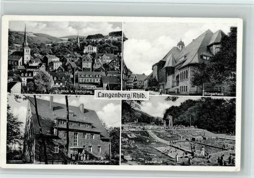 Langenberg Blick vom Frohnberg Bürgerhaus Jugendherberge Strandbad 4-Bildaufnahme