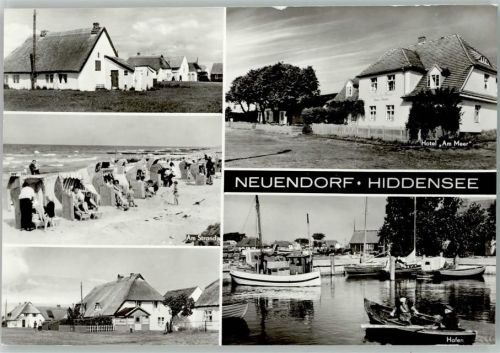 Neuendorf, Hiddensee Hotel Am Meer Strand Strandkörbe Hafen Fischerboote Ruderboot Ortsansichten Mehrfachaufnahme