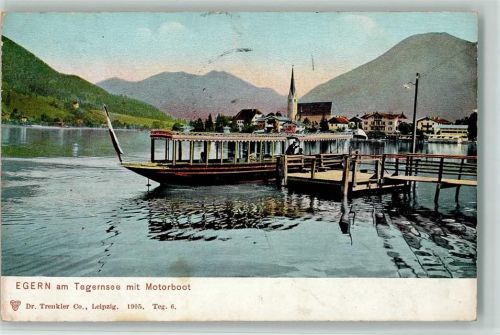 Rottach-Egern 1905 Tegernsee mit Motorboot