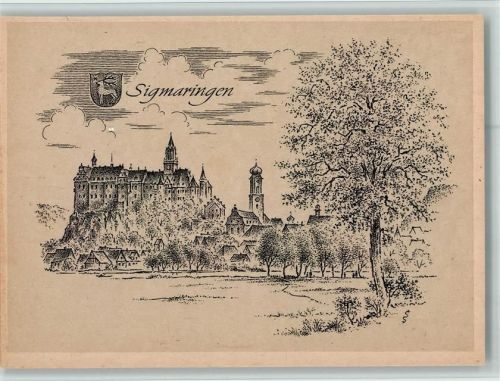 Sigmaringen Ortsansicht sign. Ludwig Schäfer-Grohe Städtebilder Nr. 96