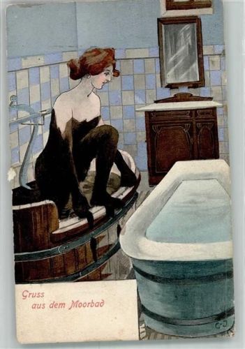1906 - 1912 Akt nackte Frau Erotik Badewanne