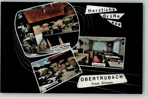 Obertrubach Gasthof Pension Zur Fränkischen Schweiz Terrassenblick Innenaufnahme Gastzimmer 3-Bildaufnahme