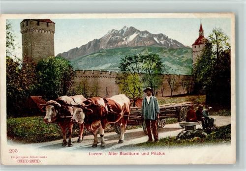 Luzern Alter Stadtturm und Pilatus