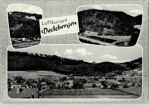 Deckbergen Paschenburg und Schaumburg Freibad Blick zum Wesergebirge 3-Bildaufnahme