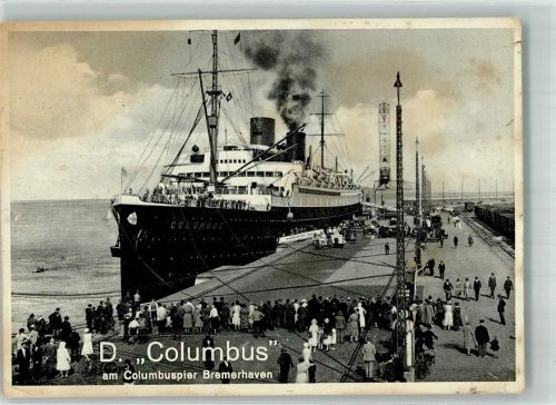 W2850 Bremerhaven Nordd. Loyd Anlegestelle Columbuspier Dampfer Columbus 1936