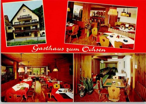 Gutach Gasthaus zum Ochsen Innenaufnahmen Gastraum Kegelbahn 4-Bildaufnahme