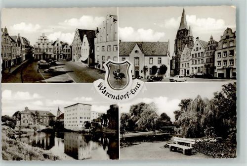 Warendorf Ortsansichten Kirche Park Wappen 4-Bildaufnahme