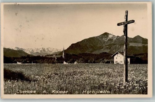 83236 W8212 Übersee - Ortsansicht mit Kaiser und Hochplatte Kreuz