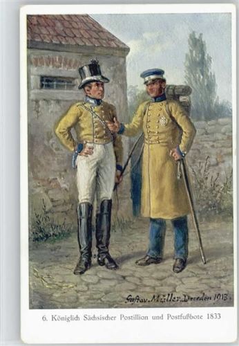 Sächs. Postillion und Postfußbote anno 1833 AK Briefträger