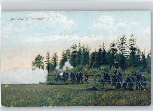 Artillerie in Feuerstellung WK I AK Soldaten