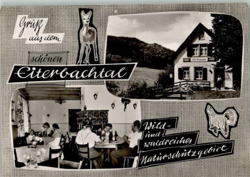 Eiterbach Café Pension Waldfrieden Innenaufnahme Gastraum Kachelofen 2-Bildaufnahme