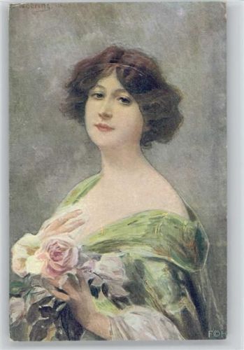 sign Wobring "Hast du mich lieb" Frau mit Rosen