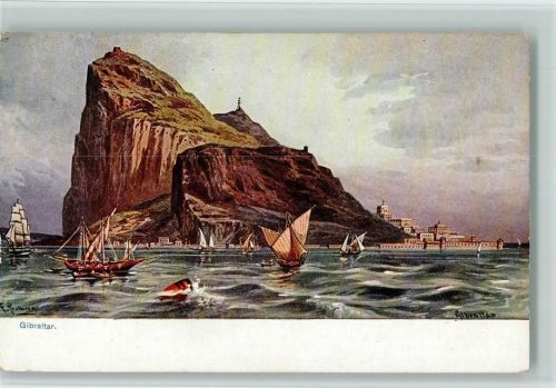 Gibraltar Gesamtansicht Segelboote sign. Perlberg