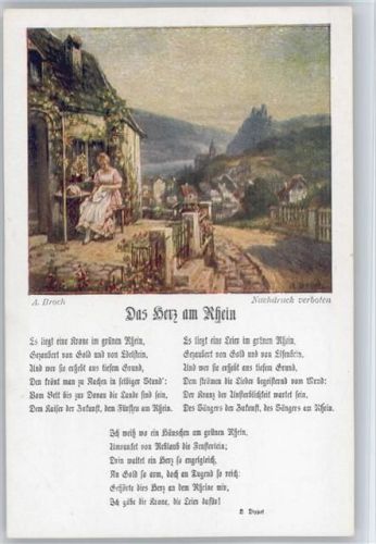 Bunte Reihe Nr. 22 sign Broch - "Das Herz am Rhein" AK