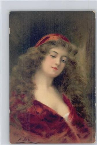 T.S.N. Serie 505 No 1 - Glamour Frau mit langem Haar Asti, A. 1906 Künstlerkarte