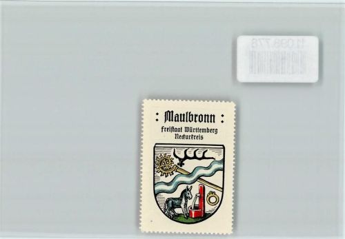 Maulbronn Brunnen Esel Bischofstab Vignette Wappen Kaffee Hag ca 1920-1940