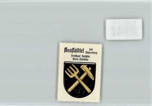 Neustädtel Hammer und Handrechen Vignette Wappen Kaffee Hag ca 1920-1940
