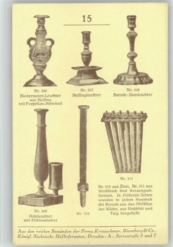 Dresden Karte Nr. 15 - Leuchter - Firma Kretzschmar Bösenberg & Co