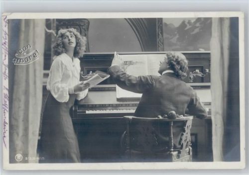 Serie 300-4225 - Liebespaar Con amore - Foto AK - Klavier spielen, Noten lesen