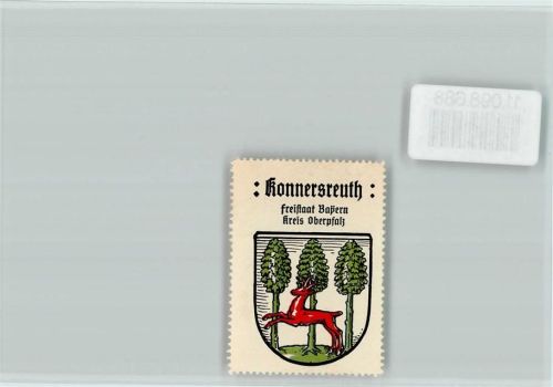 Konnersreuth Bäume Hirsch Vignette Wappen Kaffee Hag ca 1920-1940