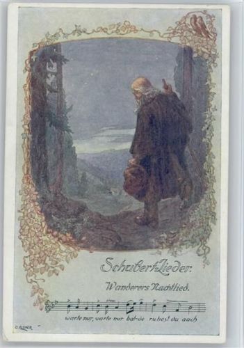 Liederkarte "Wanderers Nachtlied" sign Elsner