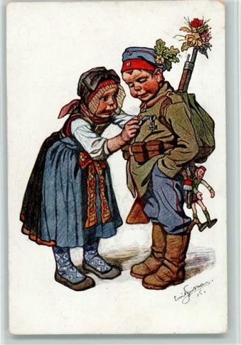 1916 Bayr. Trachten Nr. 13 - Kinder in Uniform , Eisernes Kreuz