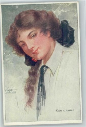 sign Ruab Gnischaf - Glamour Frauen Portrait - Haarschleife - Kirschen im Mund -