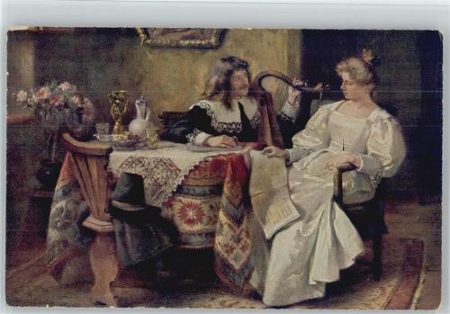 sign Schröder "Kunstpause" Glamour Frau - Noten lesen -