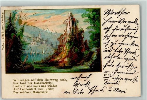1901 Wir singen auf dem Heimweg noch, Ein Lied der Dankbarkeit - Sonnenaufgang Golddruck