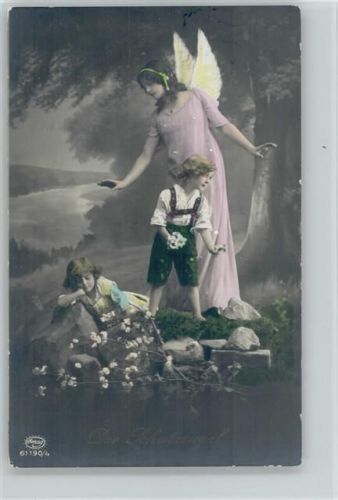 1922 Amag Serie 61190-4 - Kinder pflücken Blumen, der Schutzengel wacht