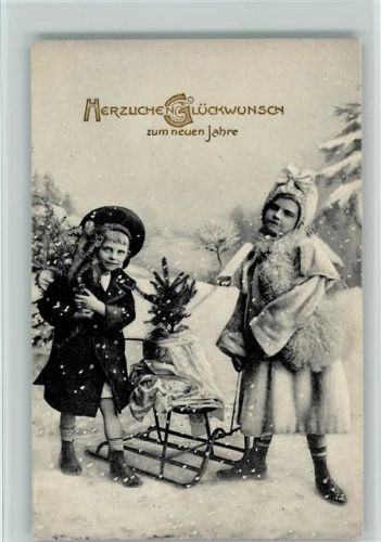 Kinder Schlitten Neujahrswünsche