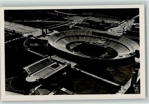 1936 Olympia Karte Nr. 13 Reichssportfeld - Luftaufnahme