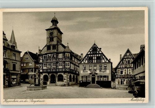 Heppenheim Marktplatz Fachwerkhäuser Zum goldenen Engel